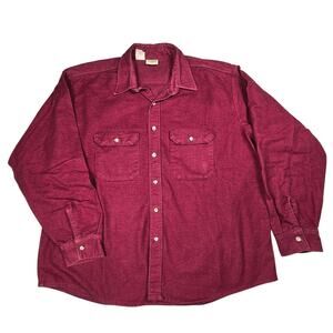 Five Brother Vintage Chambray Shirt Men 2XL XXL‎ Maroon Flannel